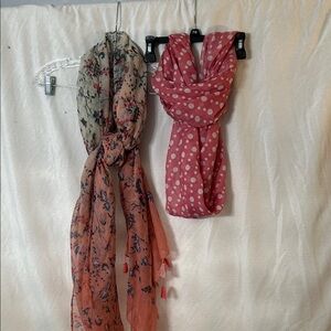 Floral and Pink Polkadot Fashion Scarves